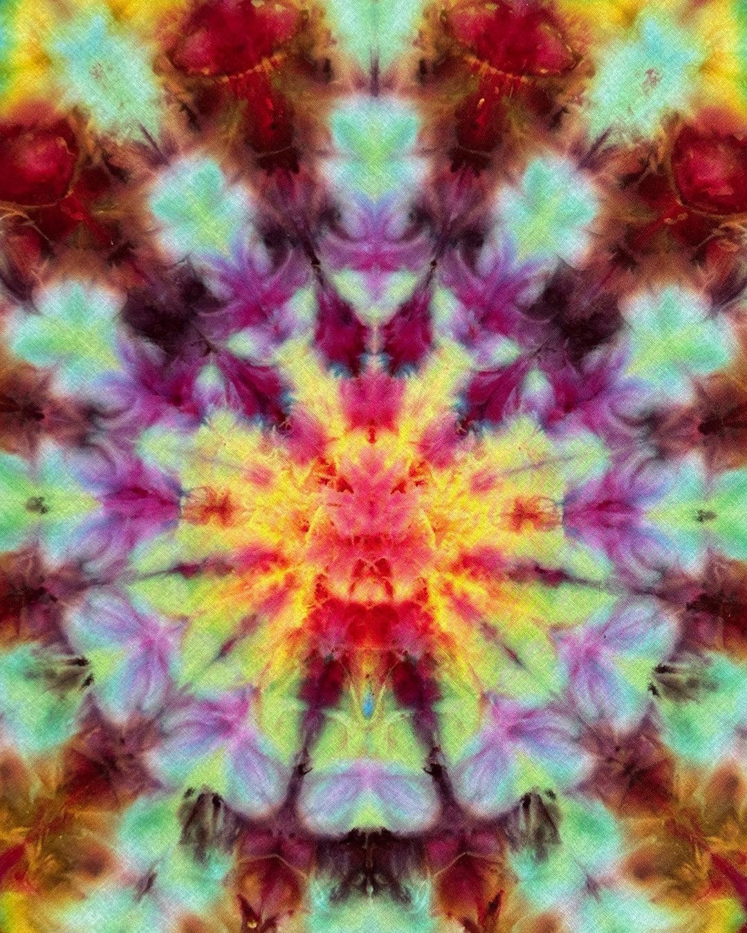 ice dyed glitchy mandala bandana