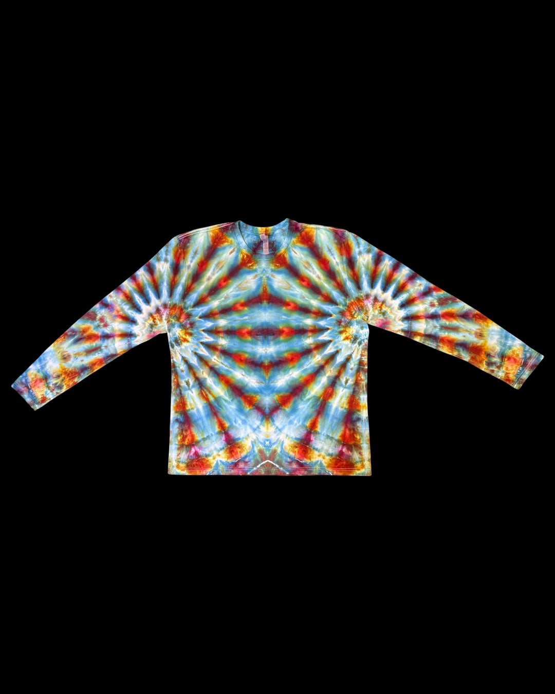 XXL - ice dyed mirrored fan fold long sleeve tee