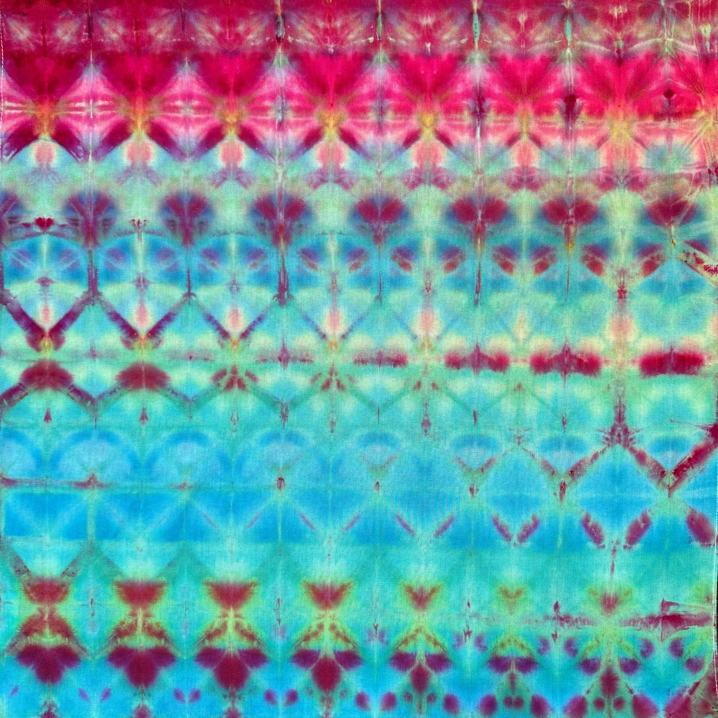 glowing ice dyed blue violet shibori bandana