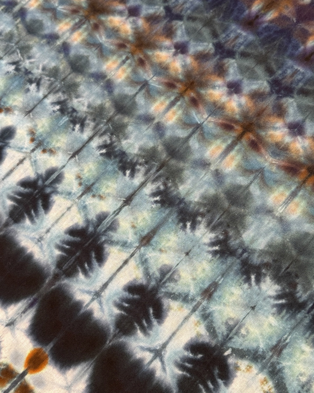 ice dyed sekka shibori blue gray and avalon bandana