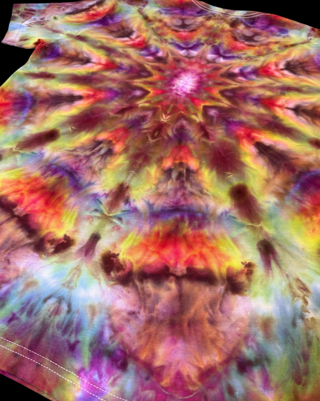 L - gravity ice dyed rainbow mandala tee