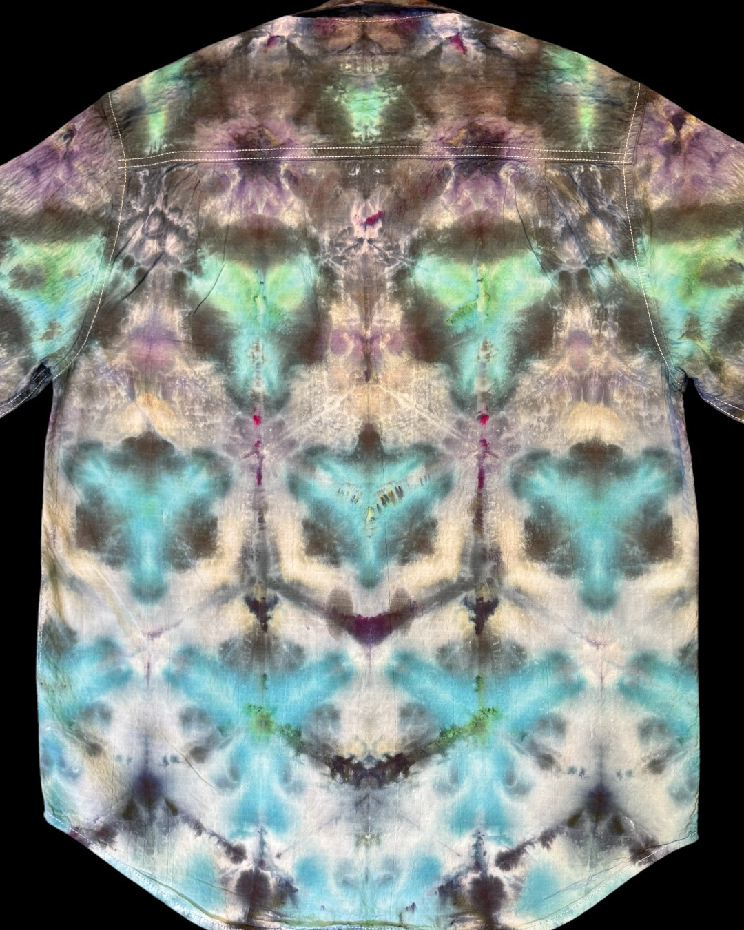 S - upcycled ice dyed shibori short sleeve shirt