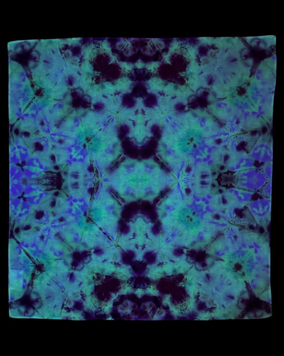 ice dyed UV reactive sekka shibori variation bandana