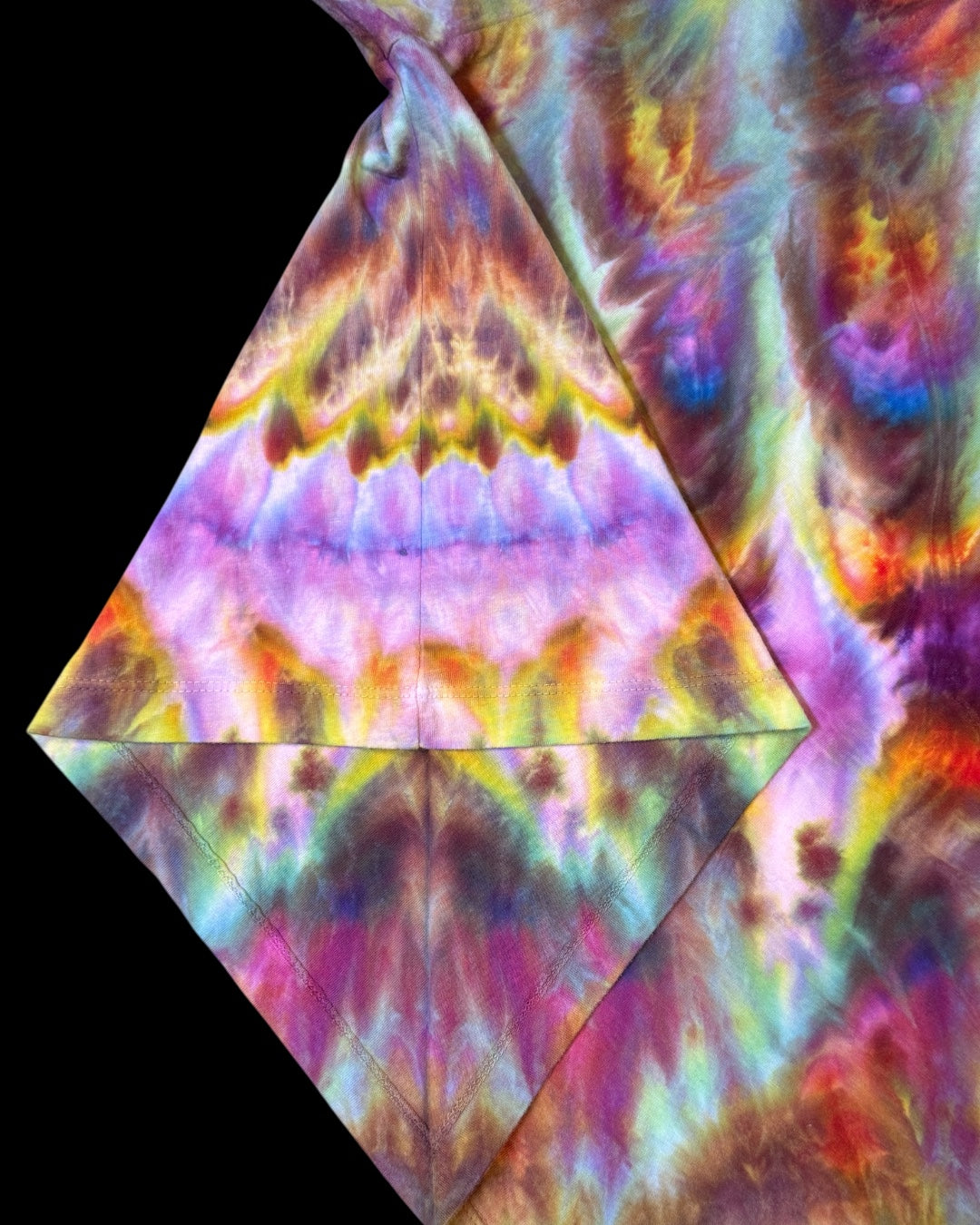 XL - ladies’ fit ice dyed rainbow cosmic roll boxy cropped tee