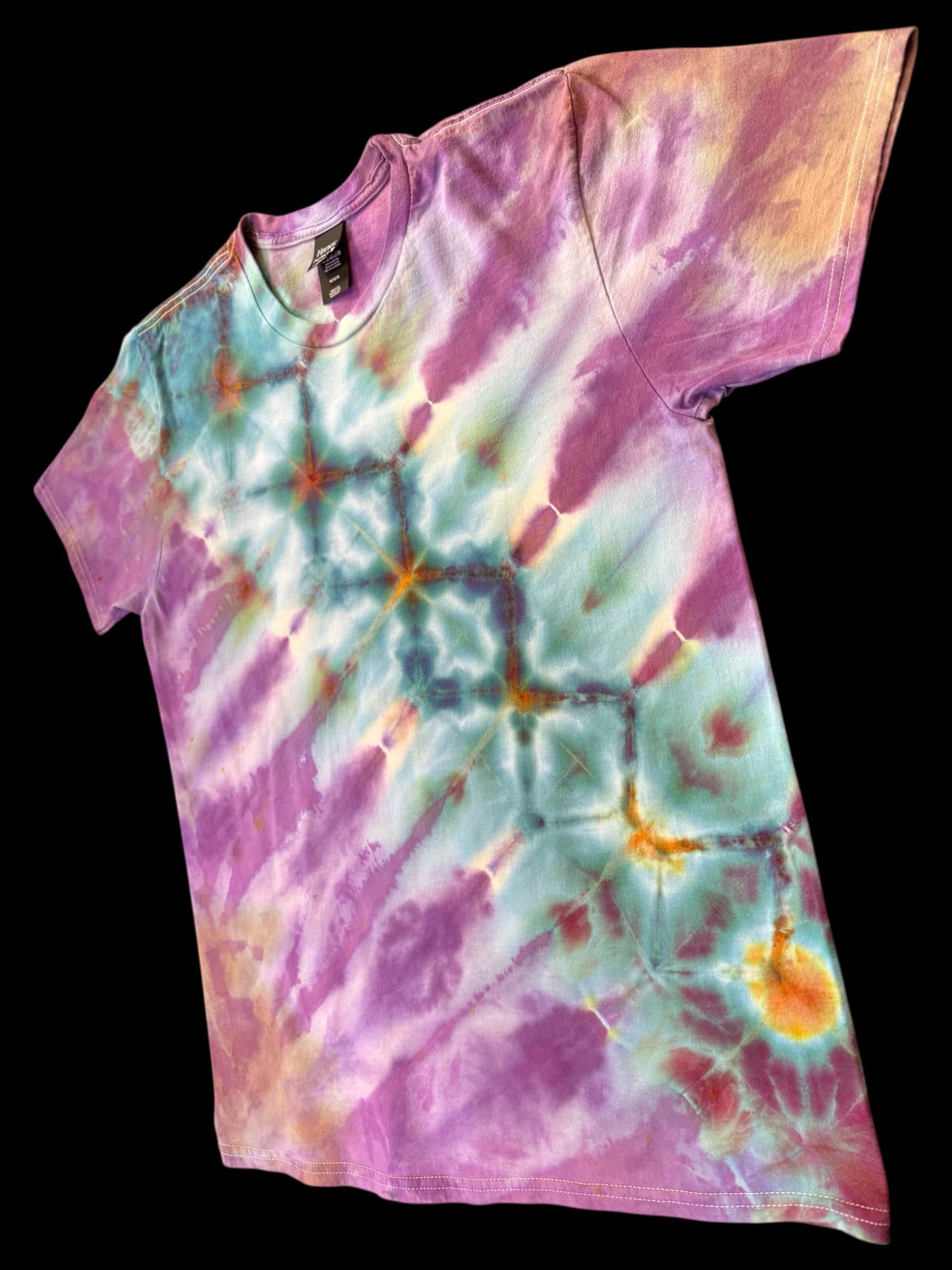 M - ice dyed diagonal klink with liquid purple tee