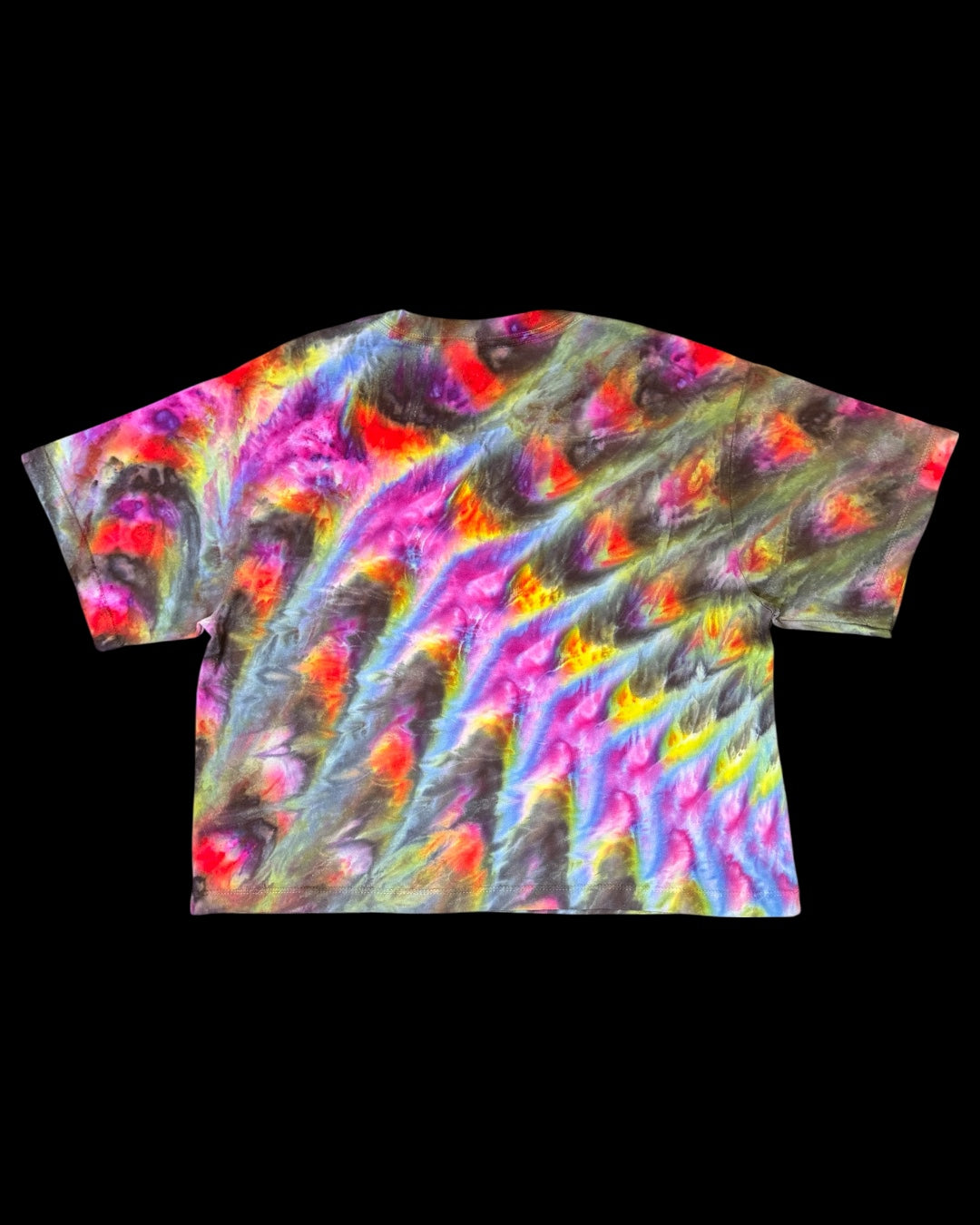 M - ladies’ fit rainbow cosmic roll boxy cropped tee