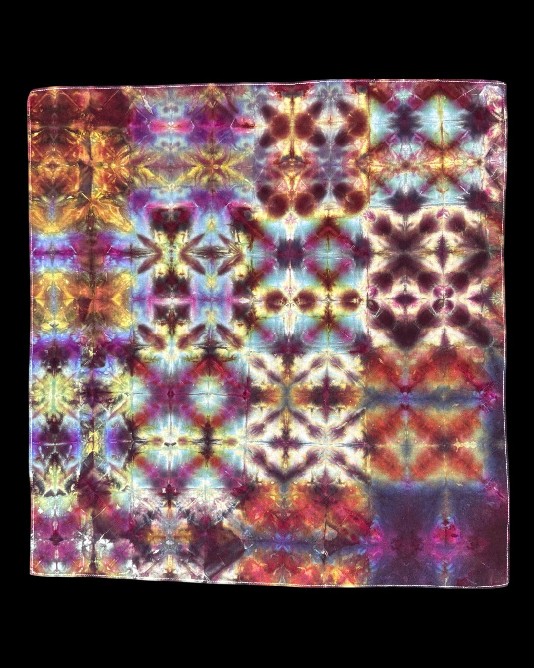 ice dyed black cherry phoenix aster glitch bandana