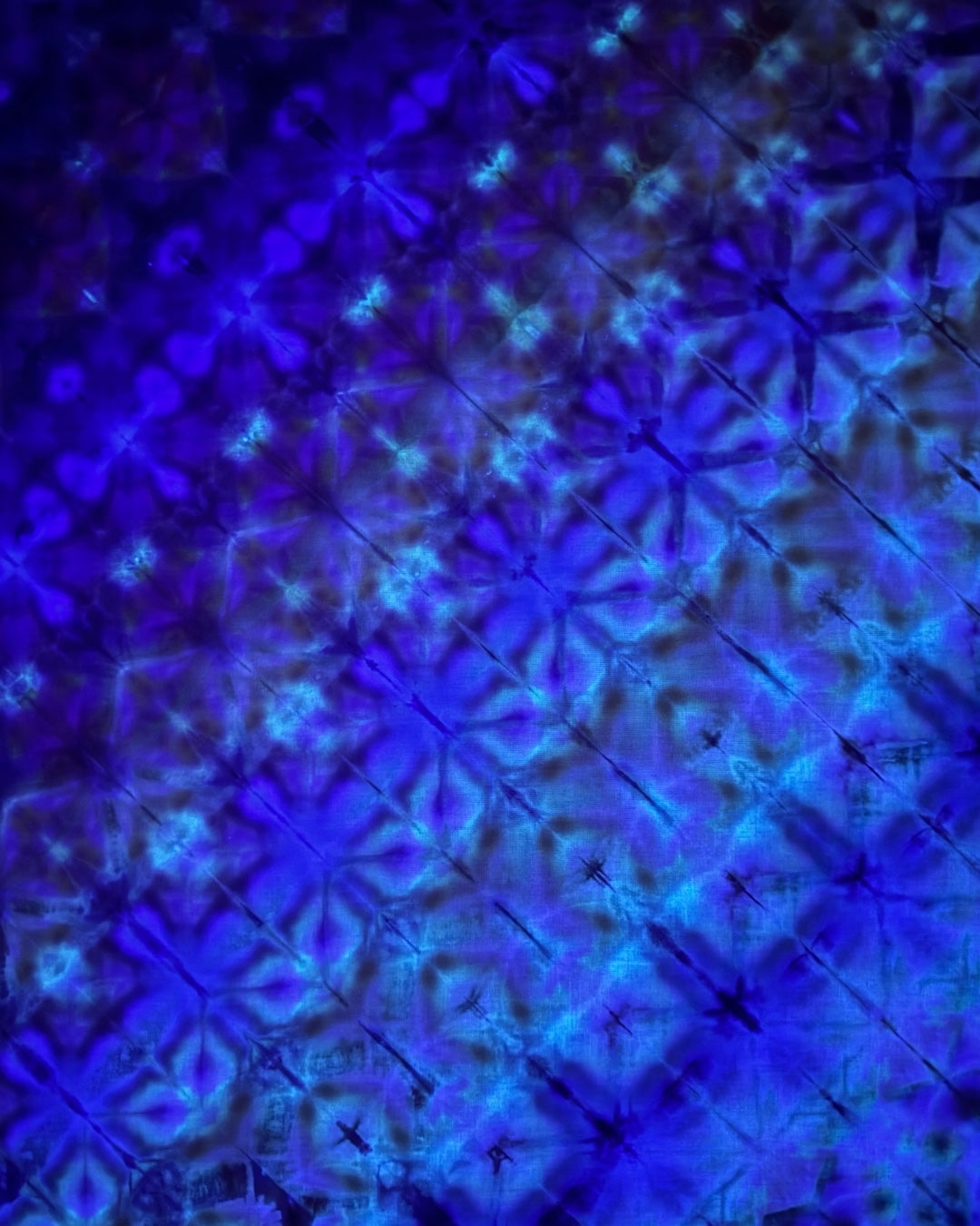 ice dyed UV reactive shibori bandana