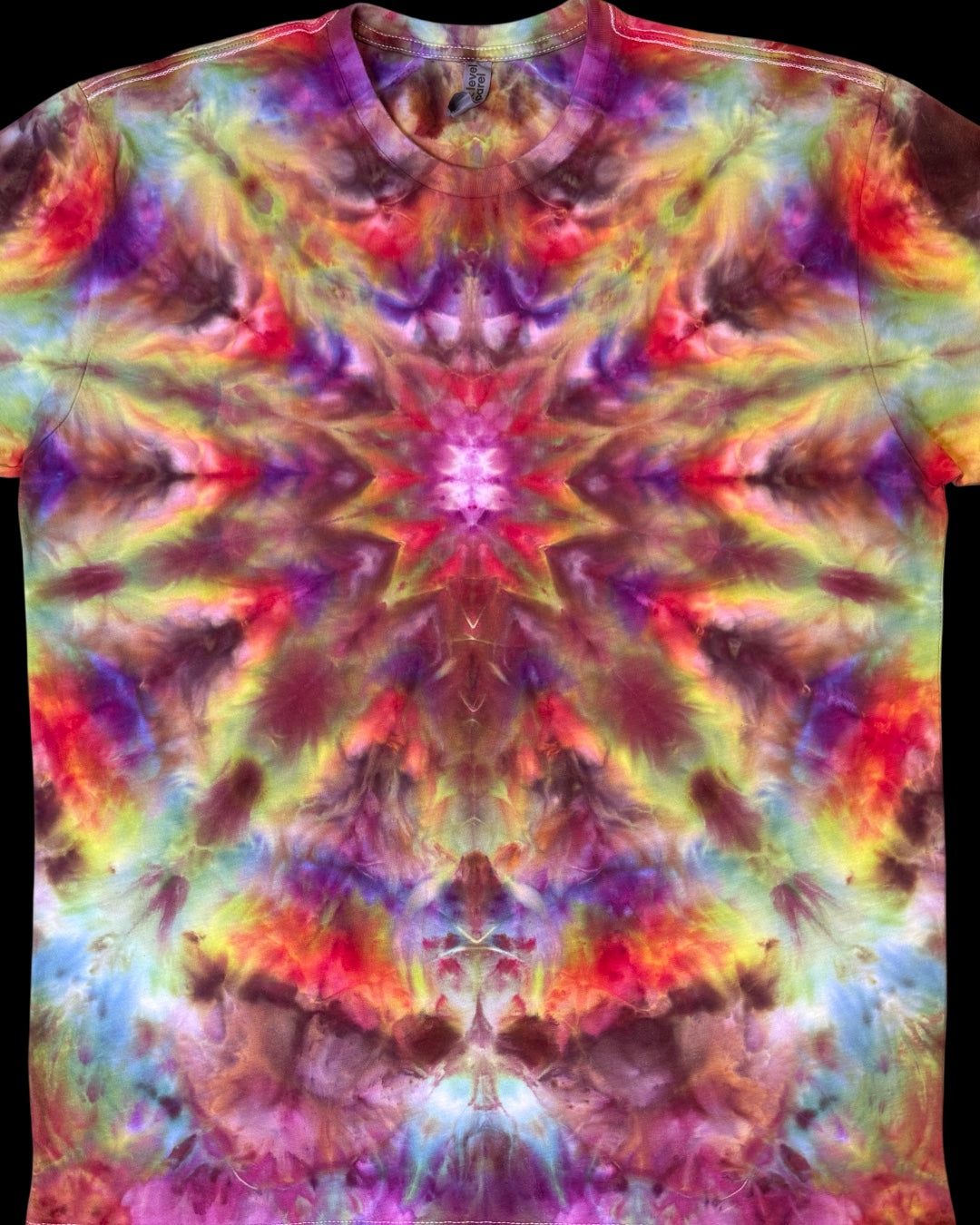 L - gravity ice dyed rainbow mandala tee