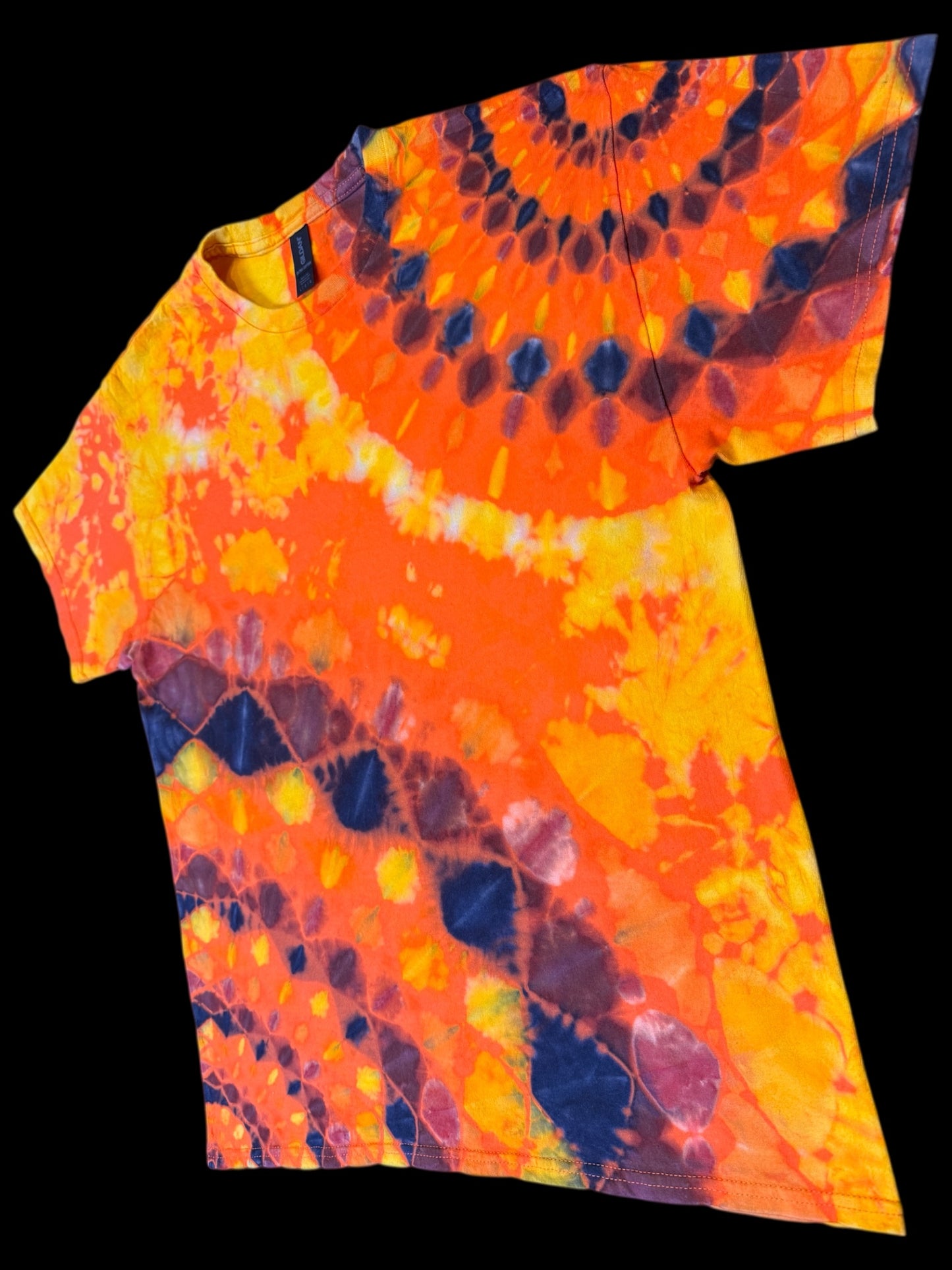 L - orange reversed double mandala tee