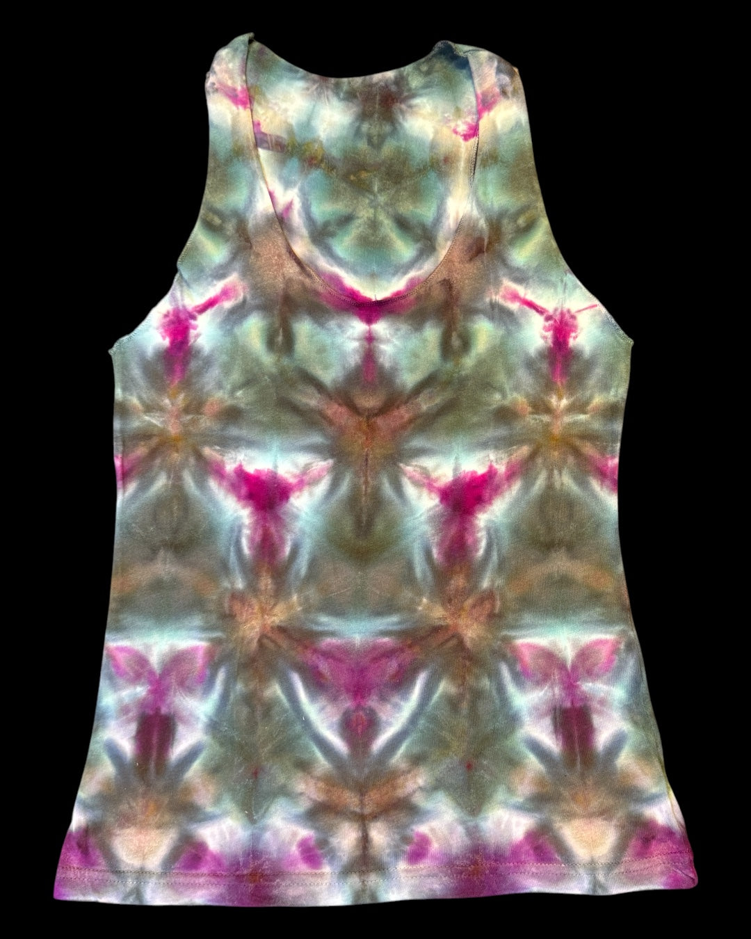 S - ice dyed pink and gray sekka shibori tank