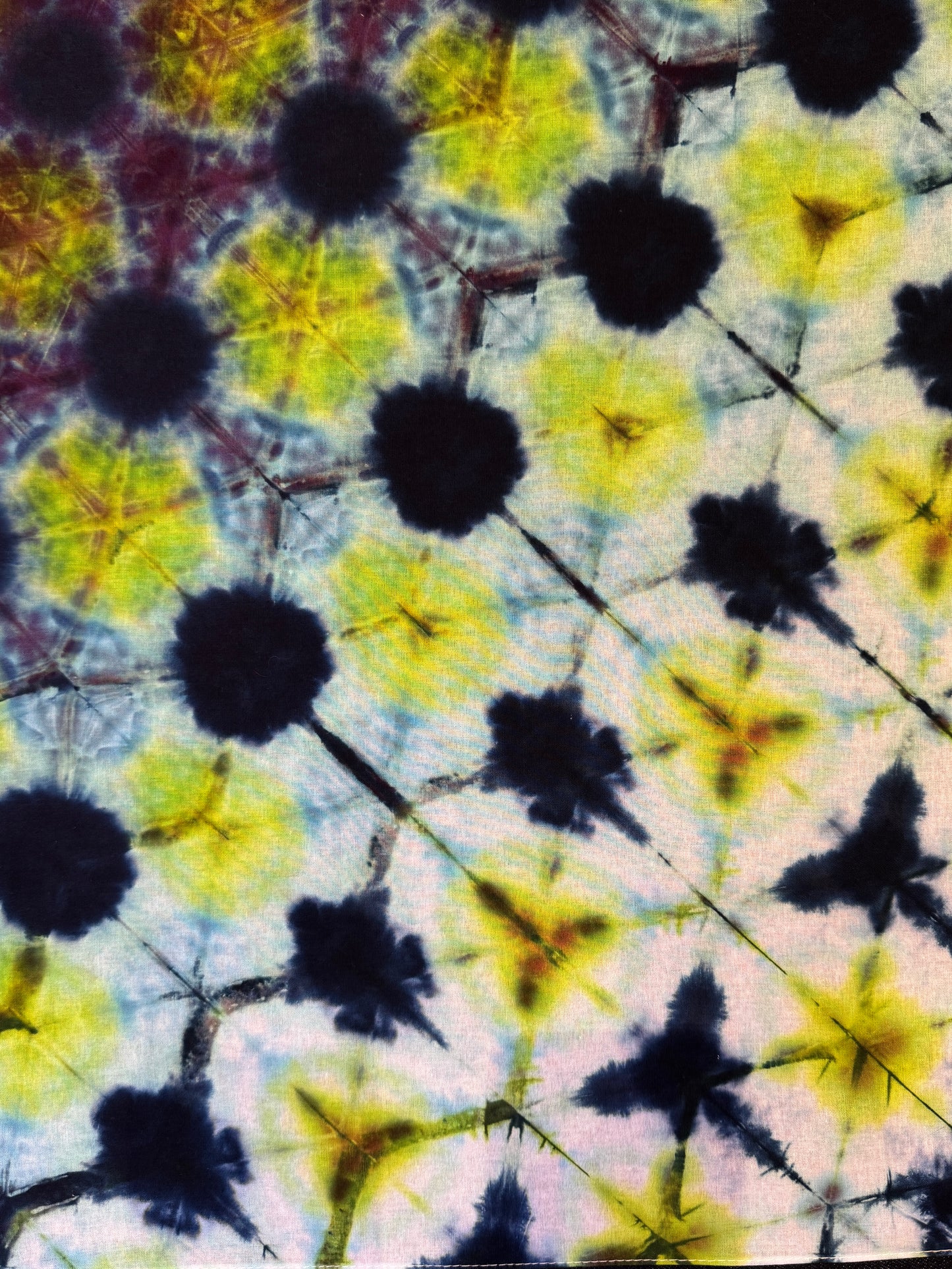 ice dyed navy/lime shibori snow flower bandana