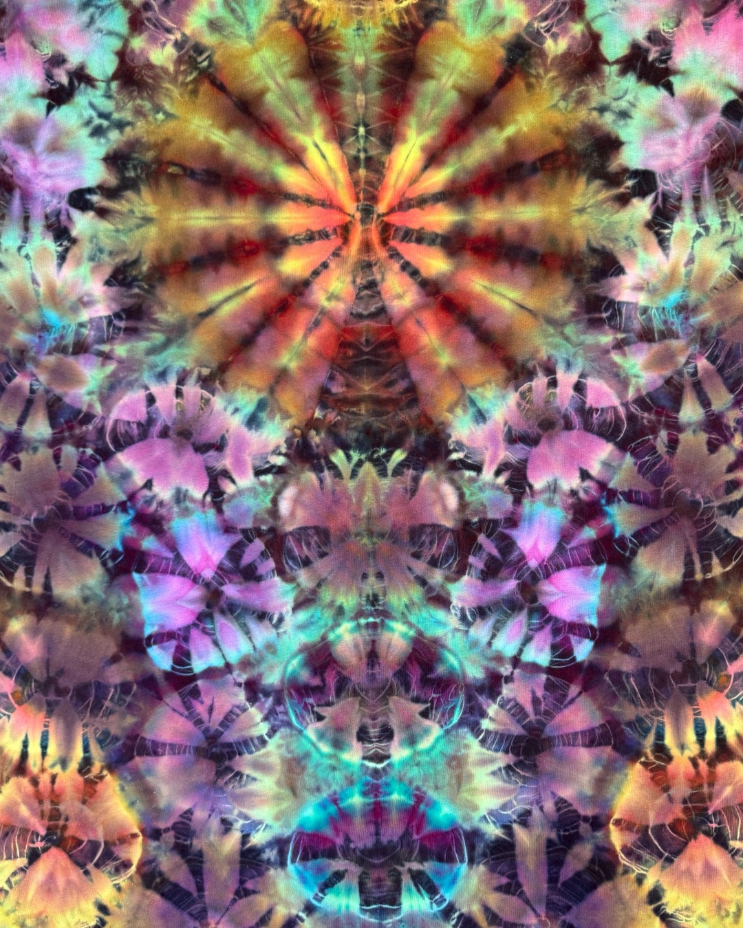 XL - ice dyed glowing mandala kenney style combo long sleeve tee