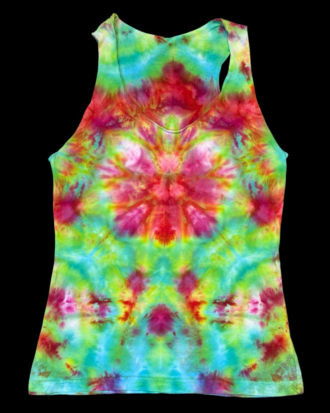 S - ladies’ fit ice dyed pseudo rainbow tank