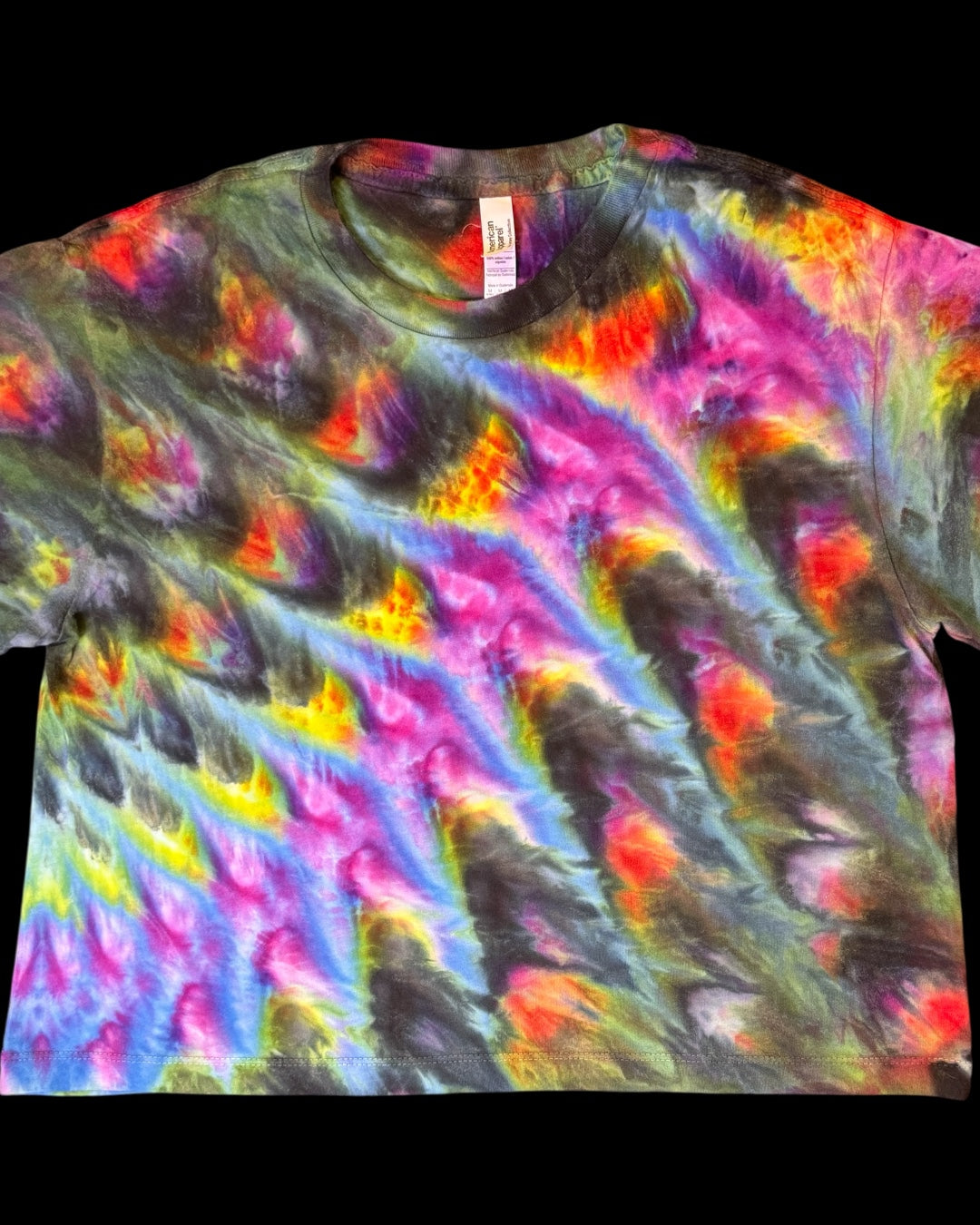 M - ladies’ fit rainbow cosmic roll boxy cropped tee