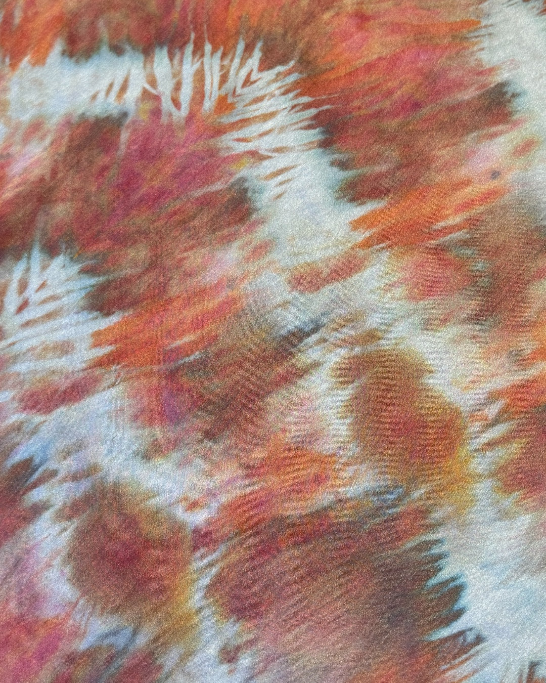 ice dyed coral arashi shibori scarf