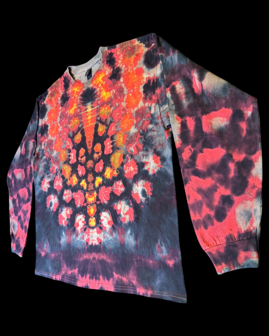 XL - red reverse dyed kenney style medallion cosmic roll combo long sleeve tee