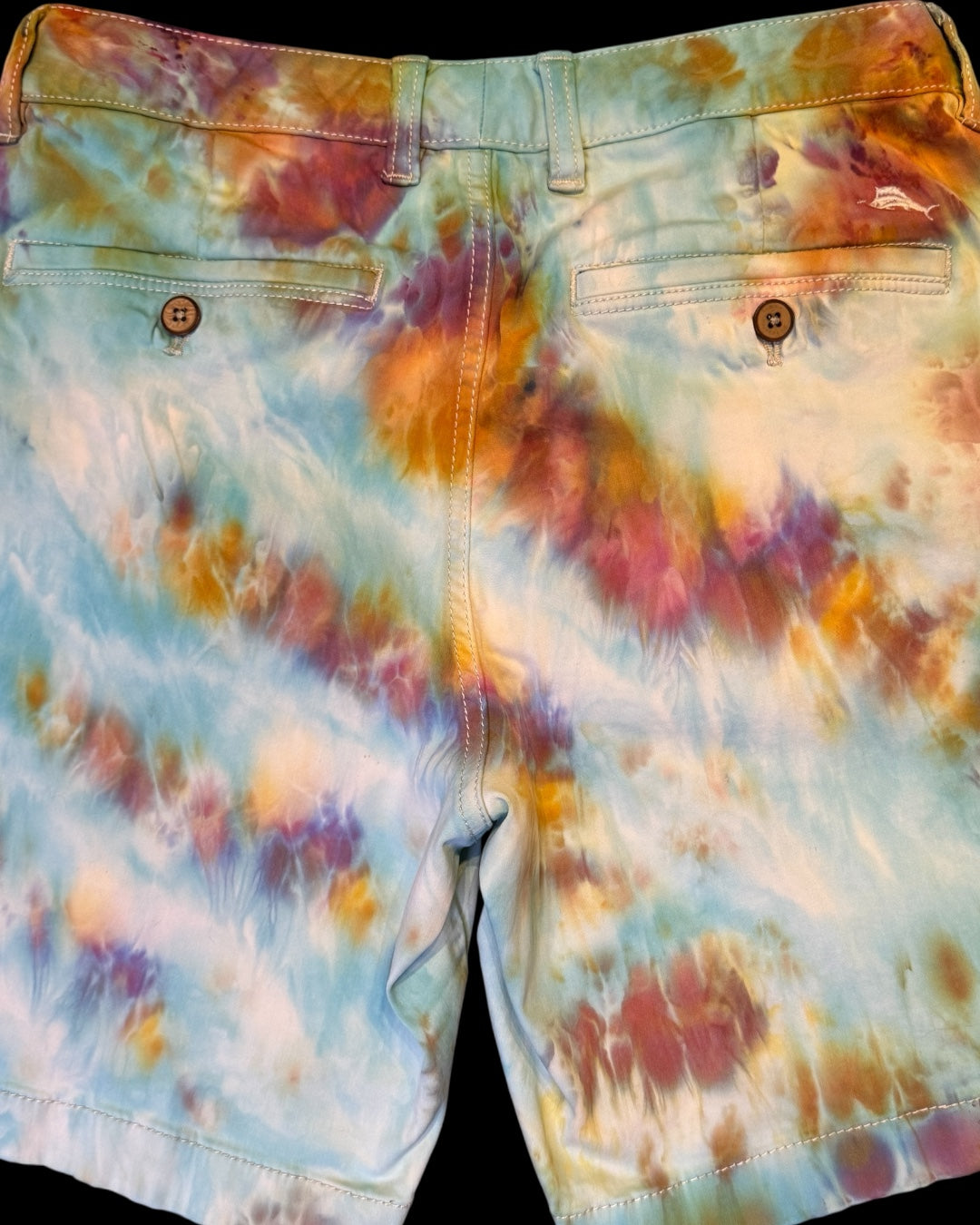 28” waist - upcycled ice dyed cosmic rolled chino shorts