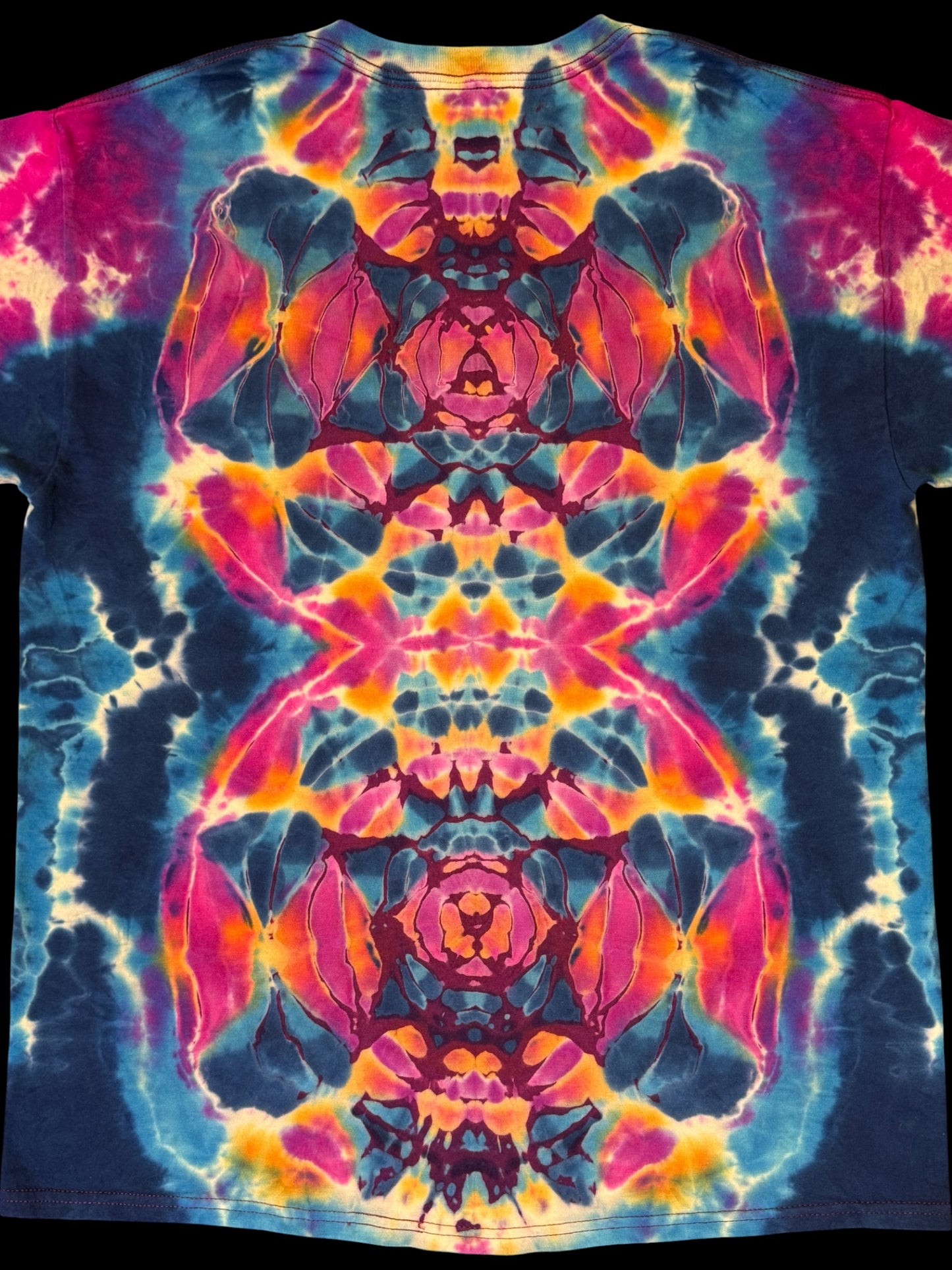 L - burgundy reverse dyed mandala cosmic roll combo tee