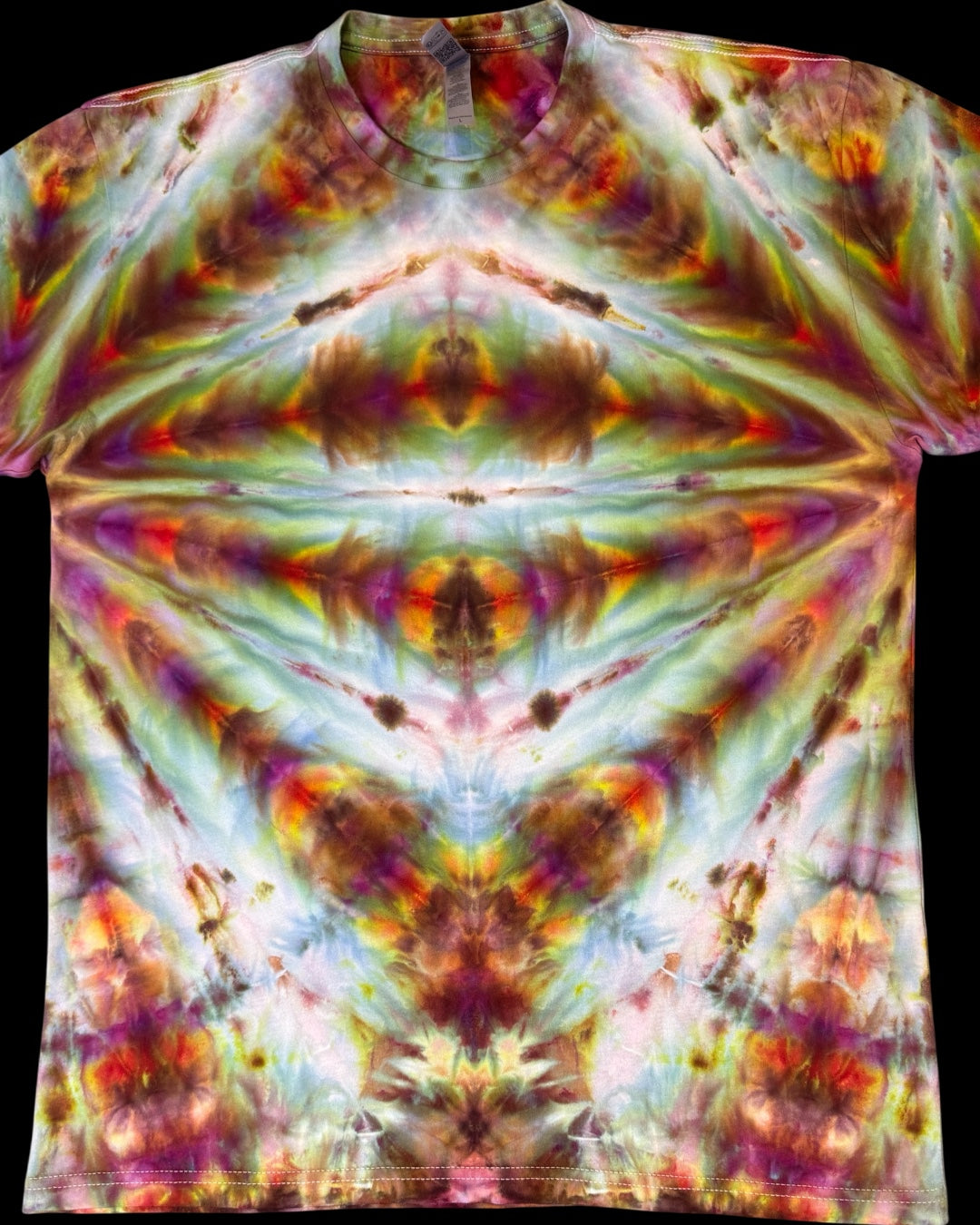 L - ice dyed mirrored fan fold logo tee