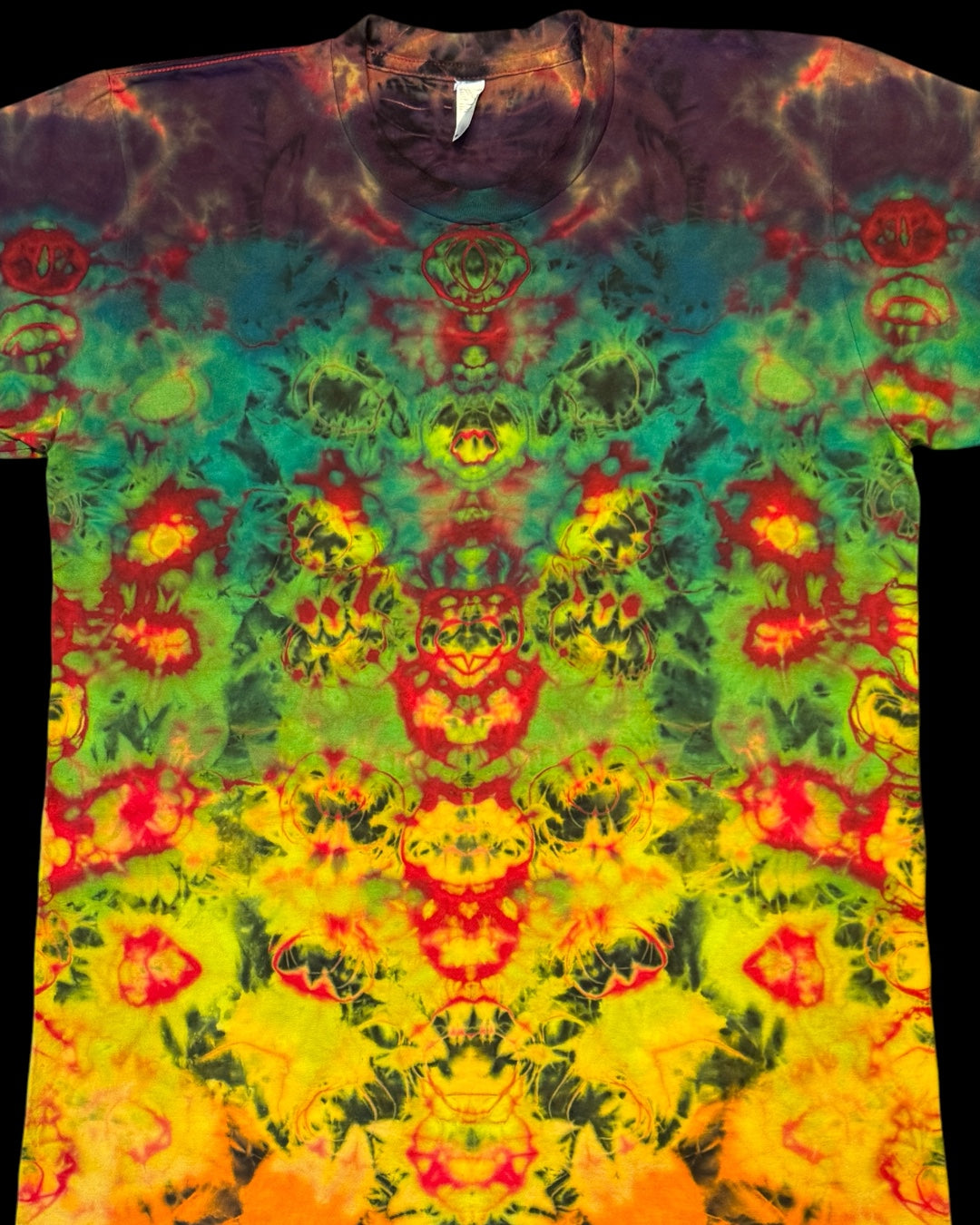 M - red reverse dyed rainbow kenney variation tee