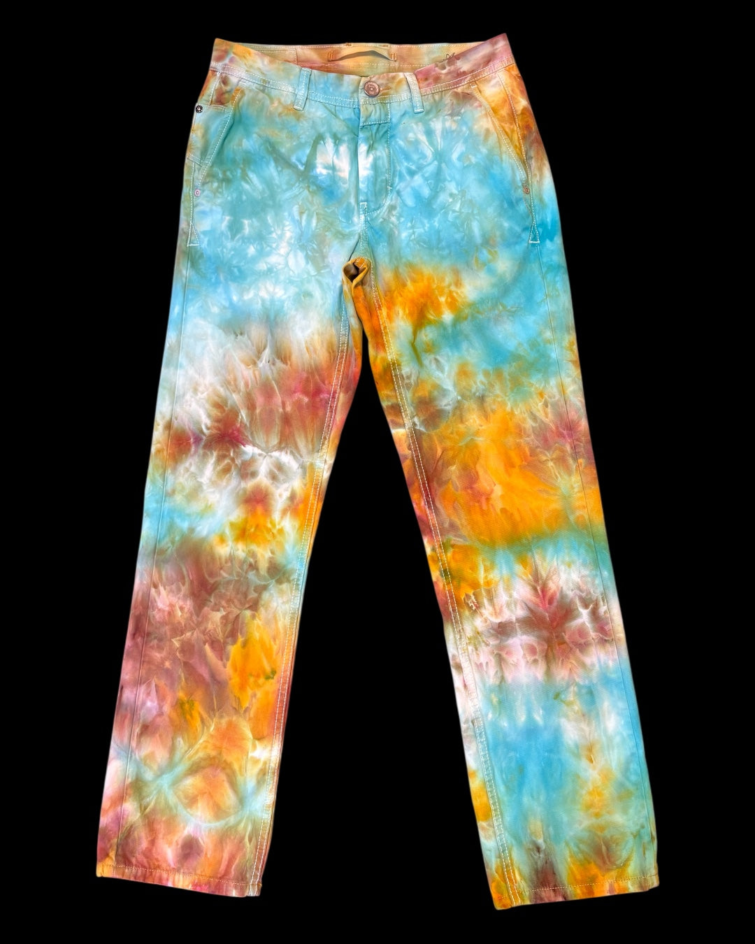 30” x 32” - upcycled ice dyed men’s pants