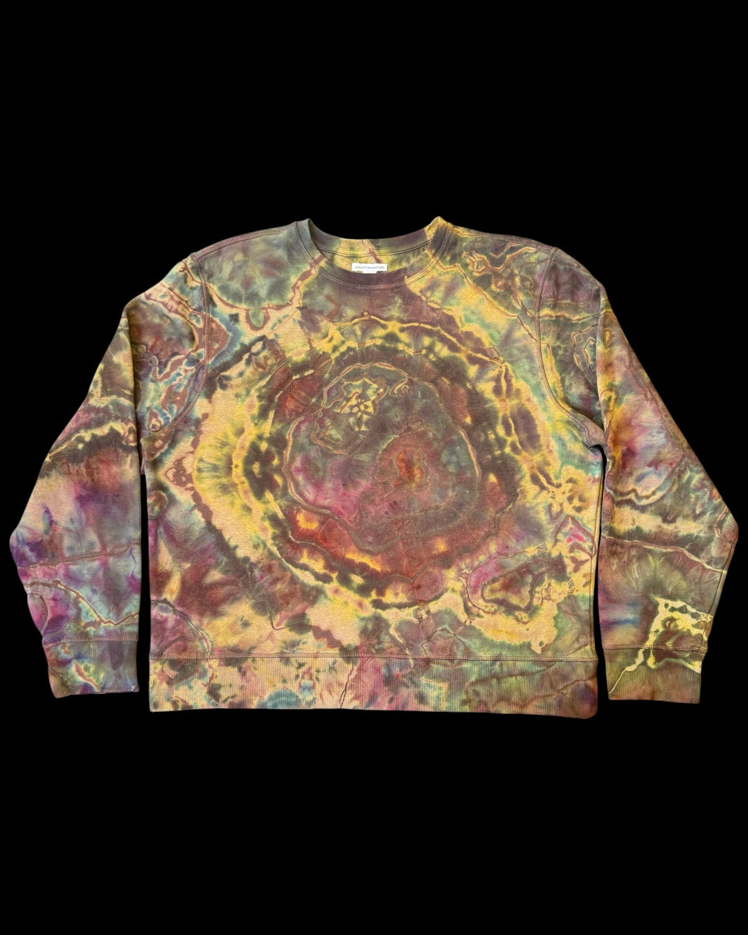 XXL - chocolate brown reversed ice dyed geode pullover sweatshirt