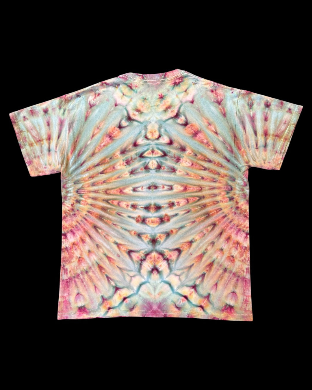 L - ice dyed black opal northern lights mirrored fan fold tee