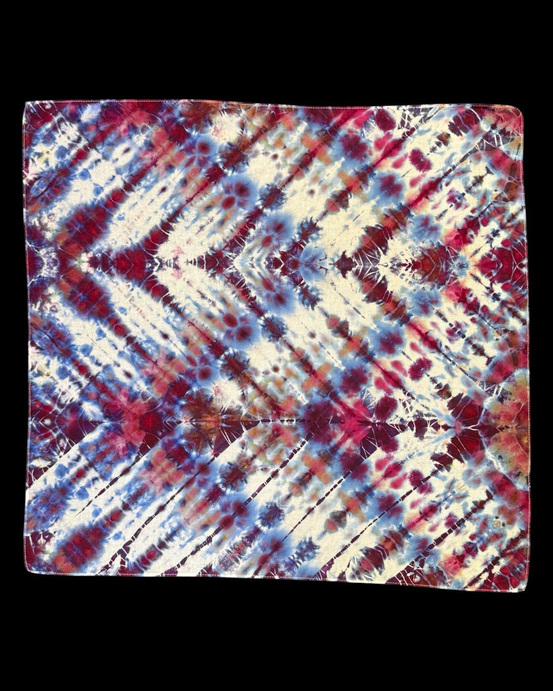 ice dyed zigzag pleated shibori style bandana