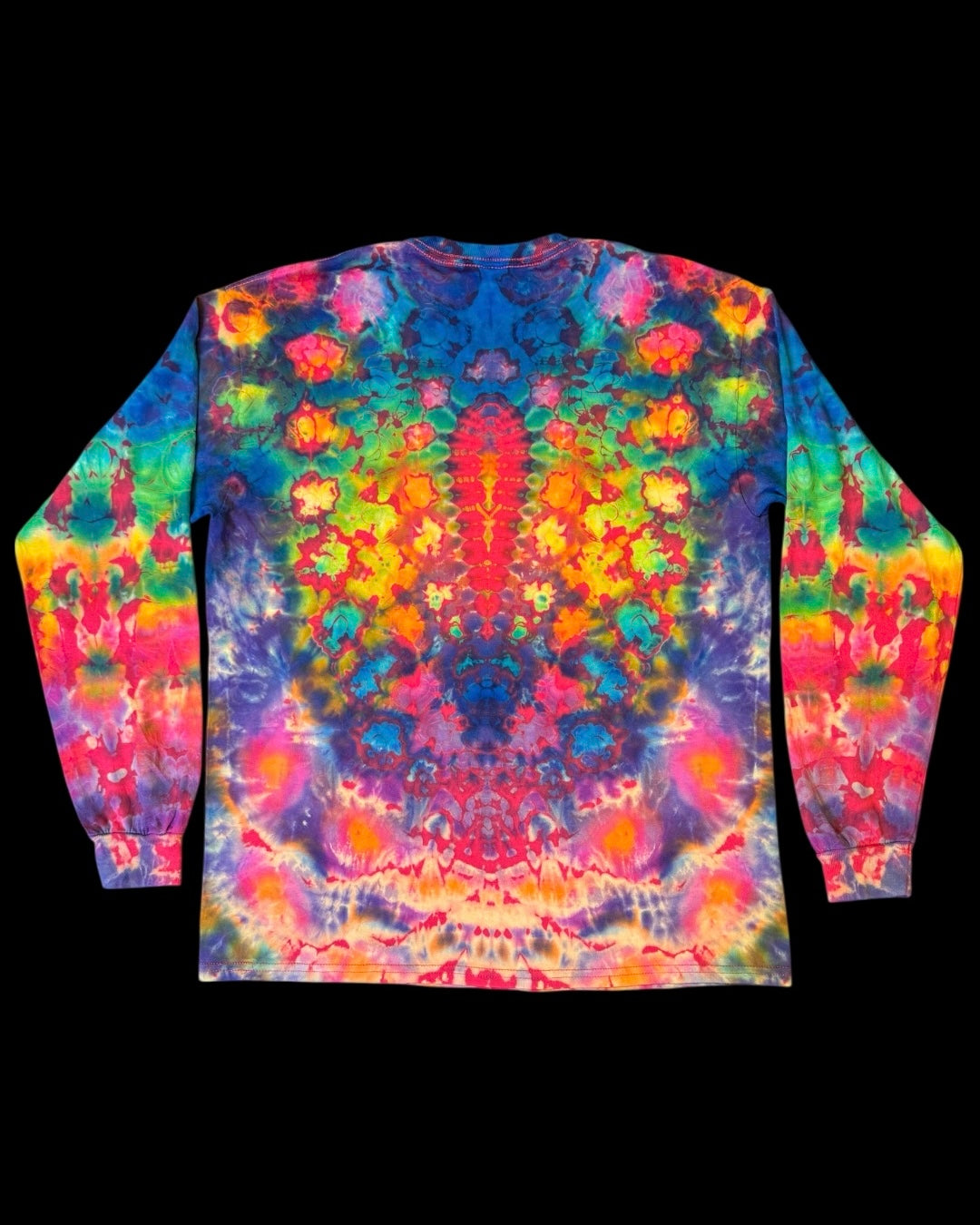 L - red reverse dyed rainbow kenney style long sleeve tee