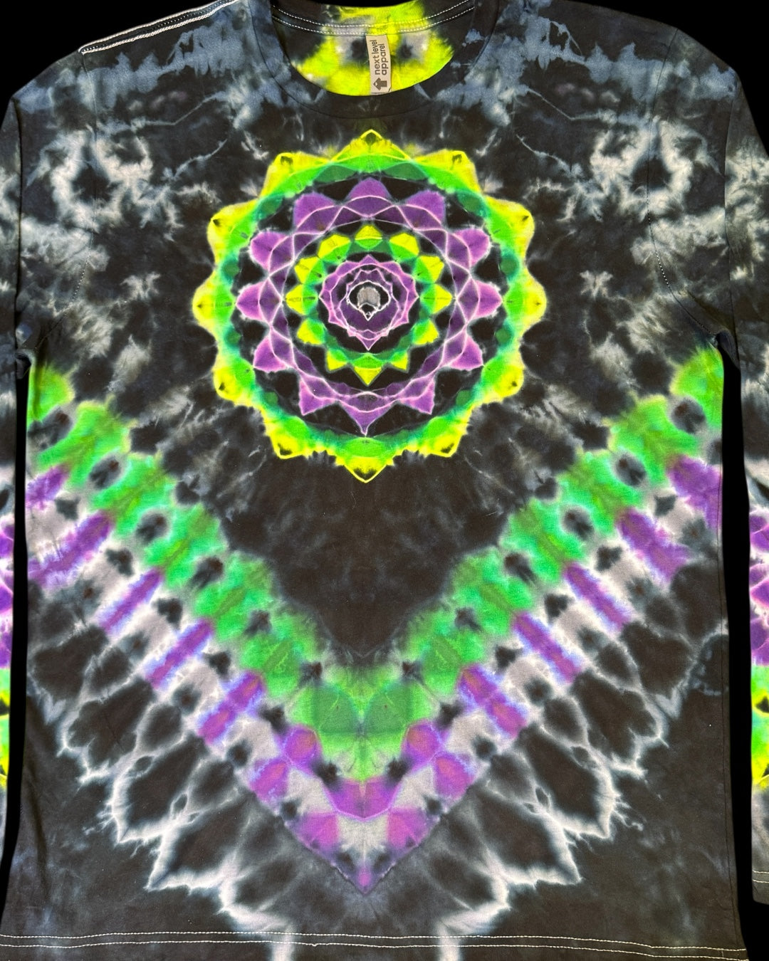 L - liquid dyed mandala chevron combo long sleeve tee