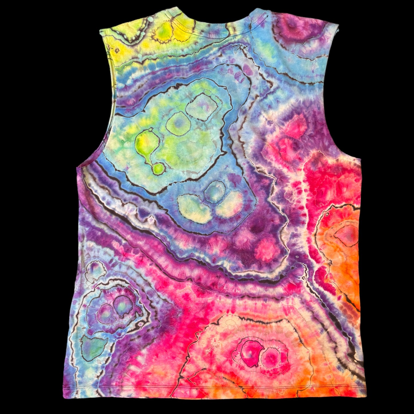 S - reversed ice dyed geode sleeveless tee