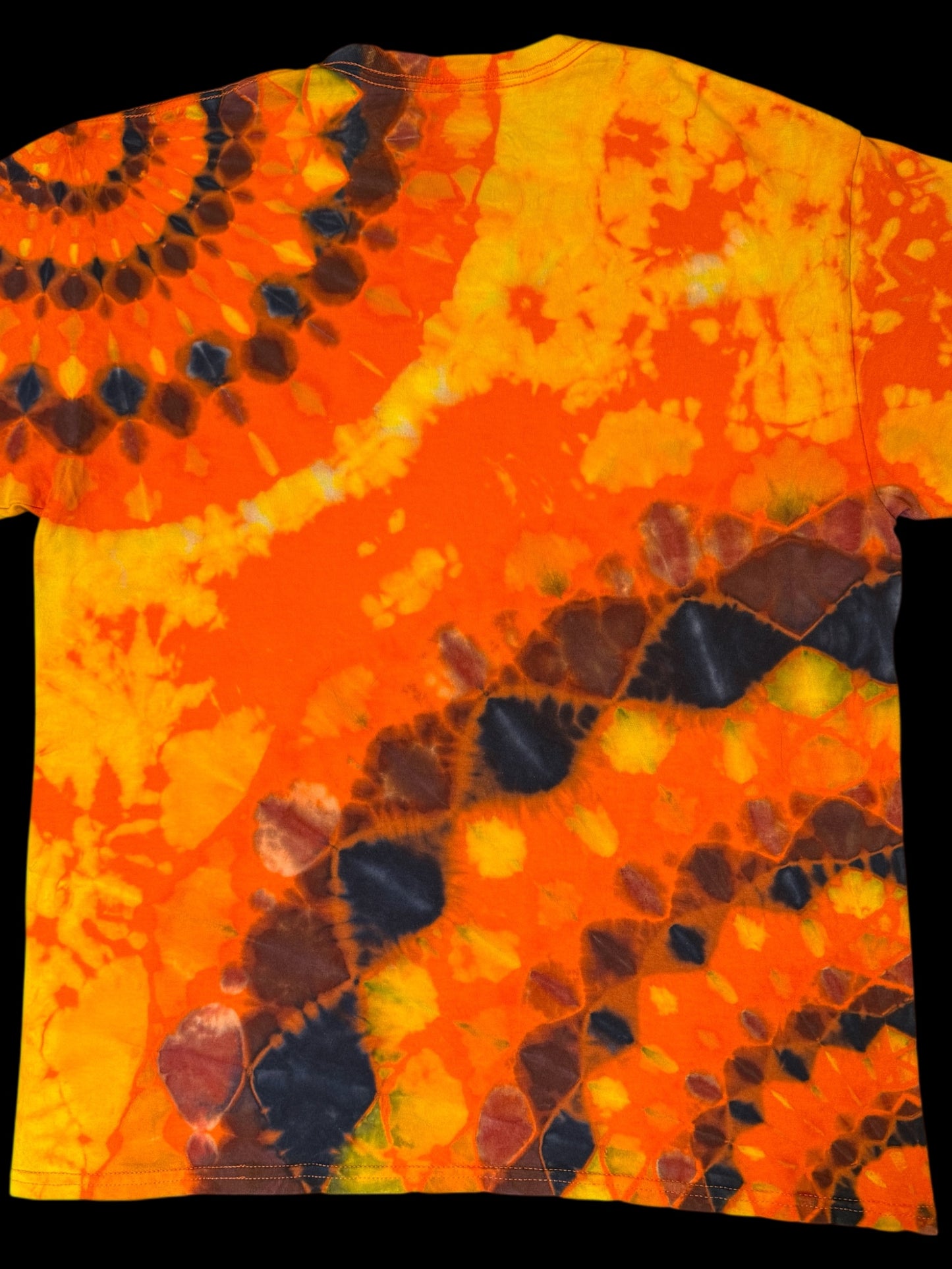 L - orange reversed double mandala tee