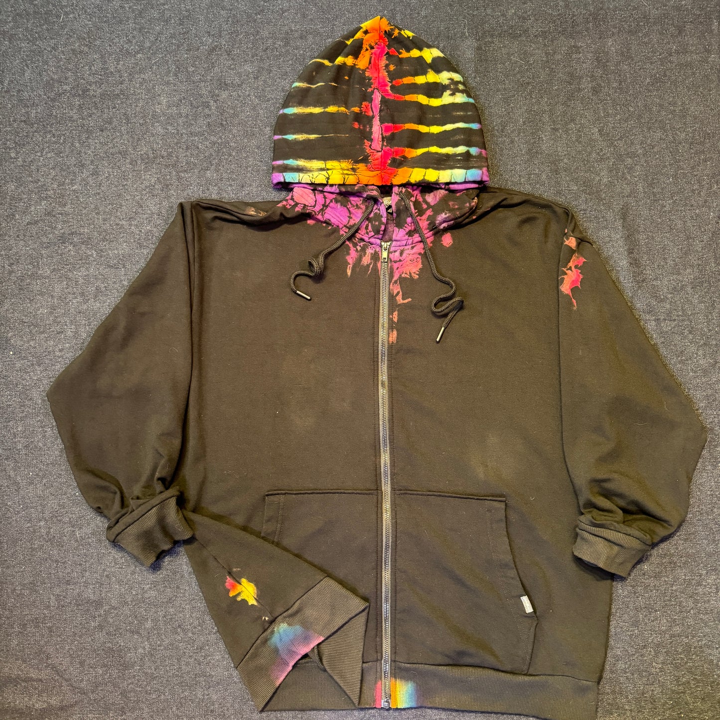 L - reverse dyed rainbow hoodie