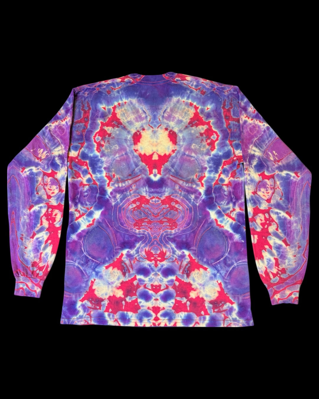 M - red reverse dyed mandala long sleeve tee