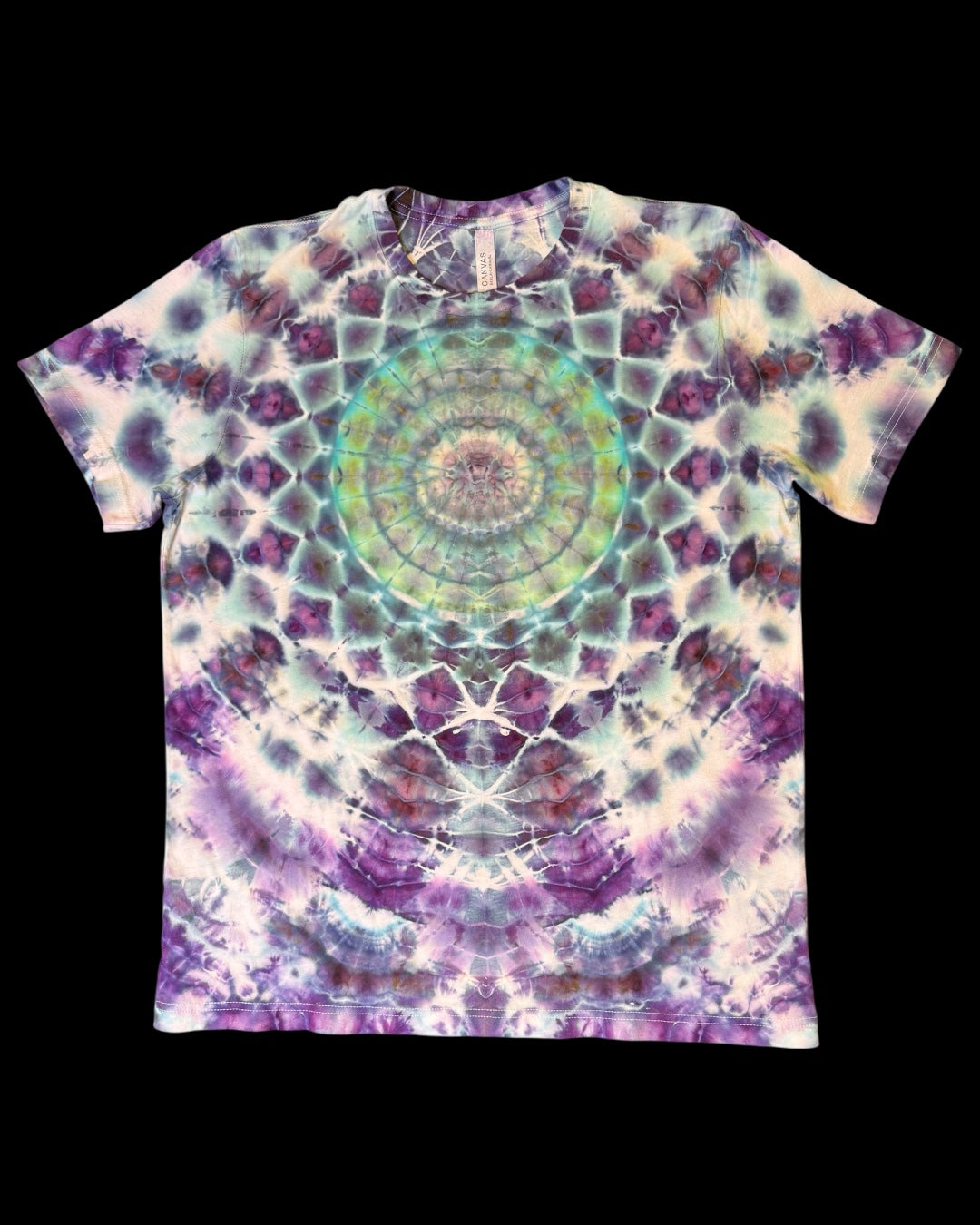 L - ice dyed ultraviolet seaglass mandala tee