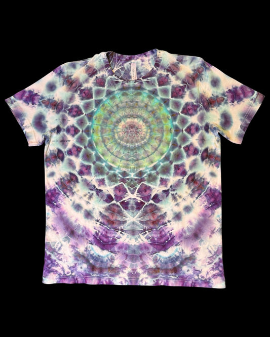 L - ice dyed ultraviolet seaglass mandala tee