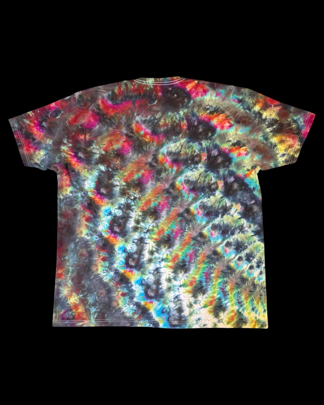 XXXL - ice dyed dark rainbow cosmic roll tee