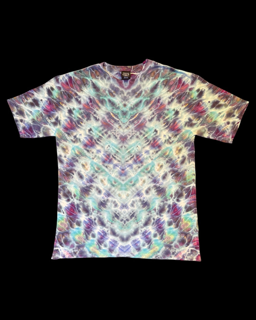 XL - youth sized ice dyed cosmic rolled chevron tee