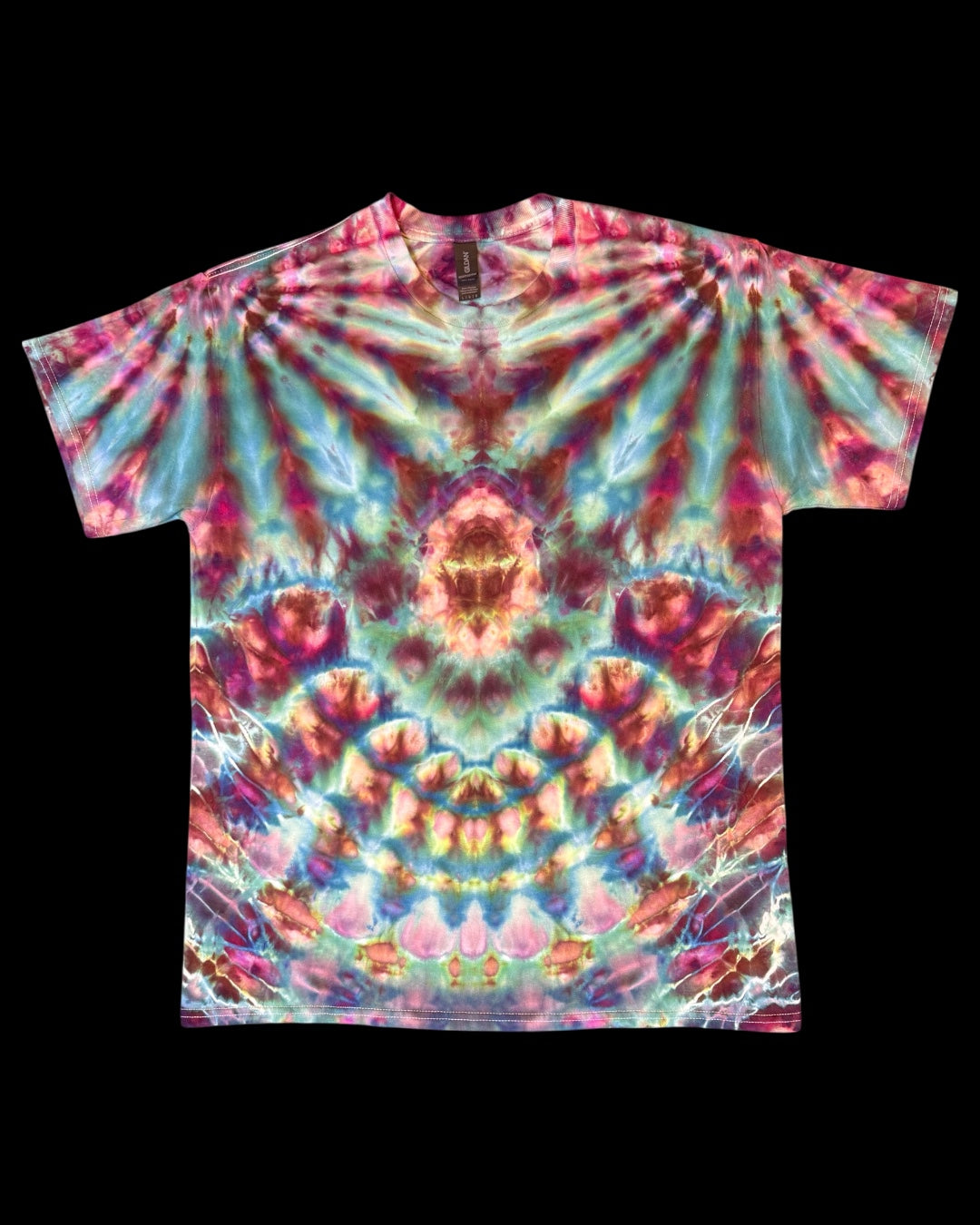L - ice dyed kaleidoscope mindbender cosmic roll and mandala combo tee