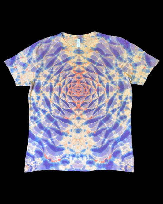 L - orange reverse dyed lilac mandala tee