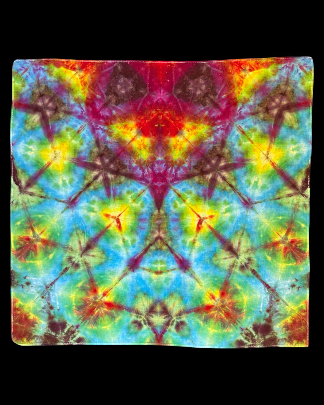 pseudo rainbow sekka shibori ice dyed bandana