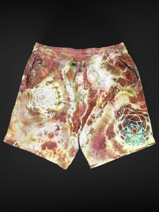 S - ice dyed drawstring cotton linen shorts