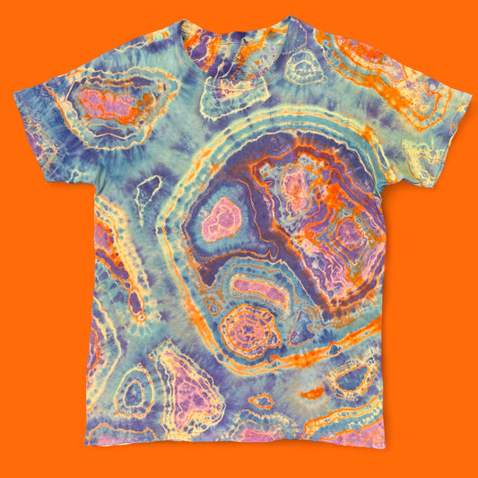 M - orange reverse dyed geode style tee