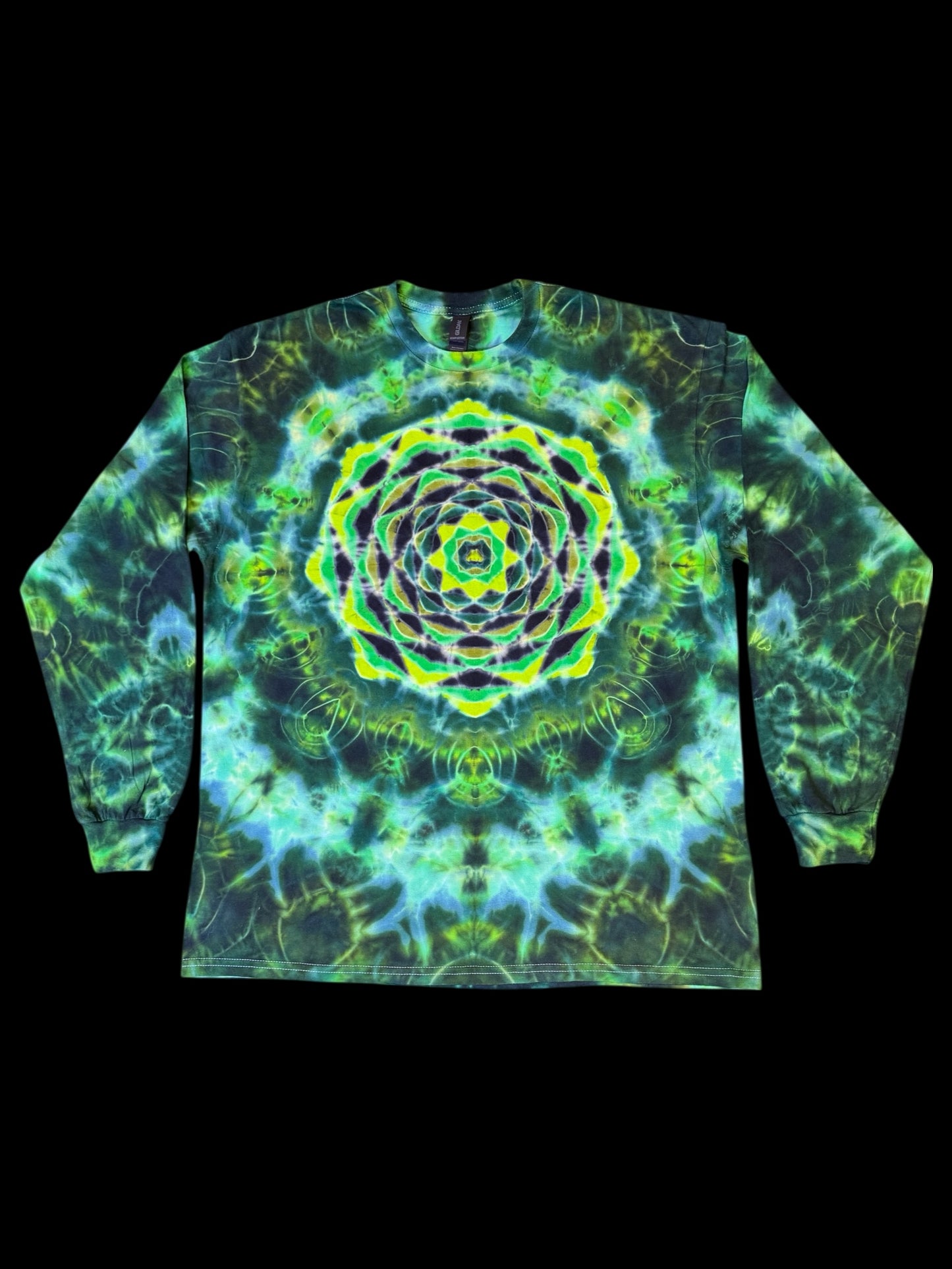 XL - green mandala machine long sleeve tee