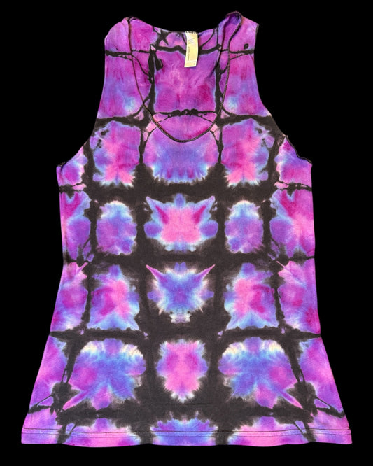 S - ladies’ fit reverse dyed experimental shibori tank