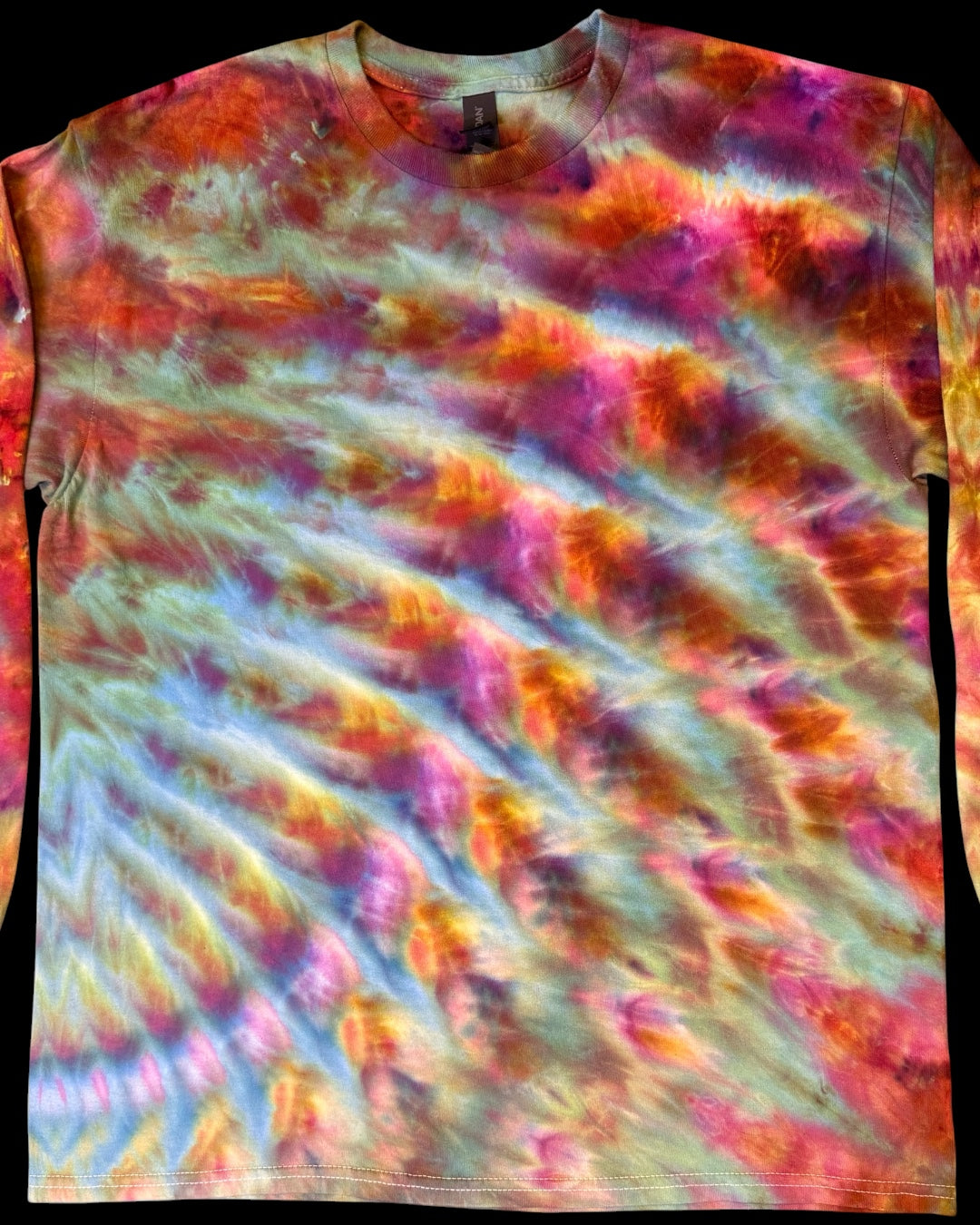 L - ice dyed phoenix flame and aster cosmic roll long sleeve tee