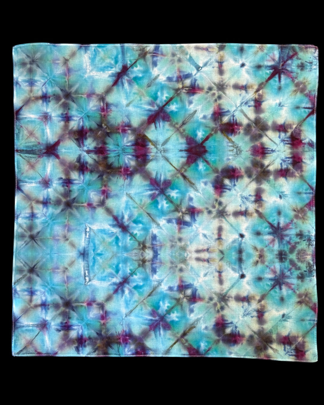 ice dyed sekka shibori zigzag bandana