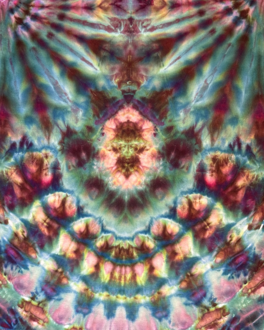L - ice dyed kaleidoscope mindbender cosmic roll and mandala combo tee