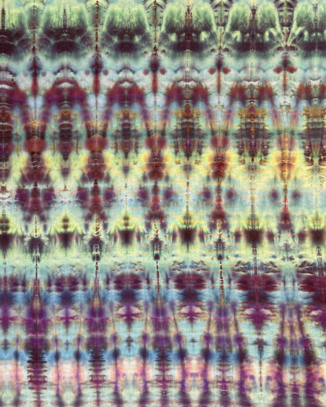 ice dyed glowing alchemist micro pleated shibori bandana